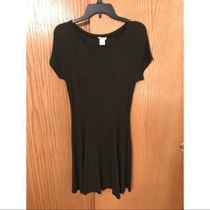 Green and Black Striped Dress